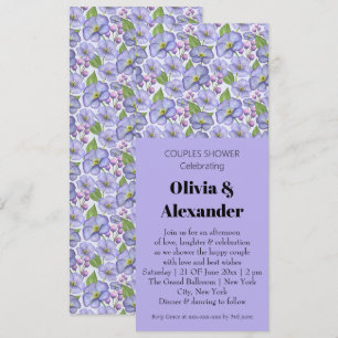 Invitación Acuarela Violetas Moradas y Patrón Floral
