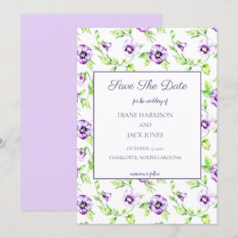 Invitación Acuarela Violetas Púrpura Guardar la Fecha