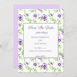 Invitación Acuarela Violetas Purpuras Salvan la Fecha