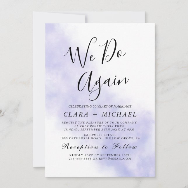 Invitación Acuarela Wash | Azul "Lo hacemos de nuevo" Renovac (Anverso)