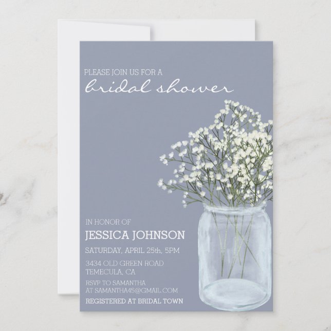 Invitación Acuarela Whimsical Baby's Breath Bridal (Anverso)