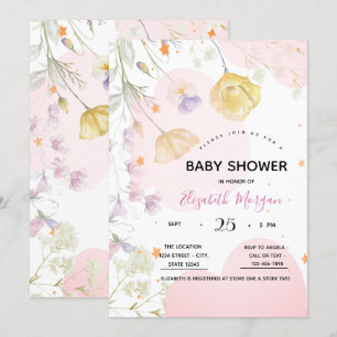 Invitación Acuarela Wilflowers,Estrellas,Nubes