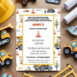Invitación Acuarela Yellow Dump Truck Construcción