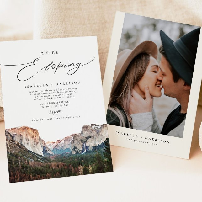 Invitación Acuarela Yosemite Parque Nacional Estamos Elopando (Subido por el creador)