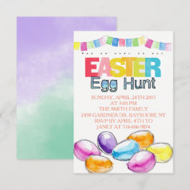 Invitación Acuarelas de la caza del huevo de Pascua