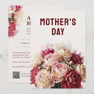Invitación Acuarelas en Flor Elegante Peonía Día de la Madr