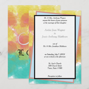 Invitación Acuarelas geométricas artísticas boda enmarcada