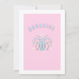 Invitación Acuario rosa, impresión de signo zodiacal, signo e