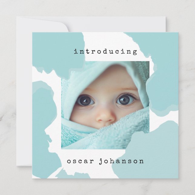 Invitación acuática moderna para bebés (Anverso)