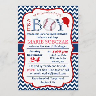 Invitación adaptable de Baby Shower del béisbol