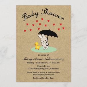 Invitación adaptable de Baby Shower del conejito y