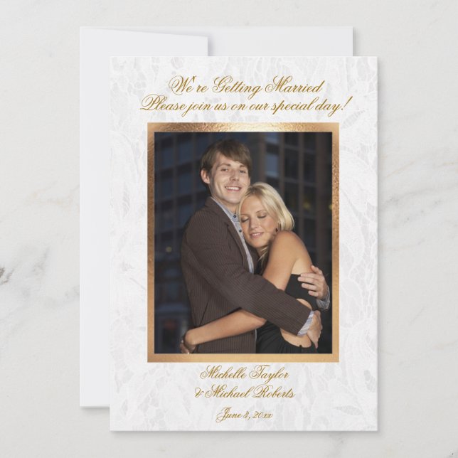 Invitación adaptable de la boda de la foto (Anverso)