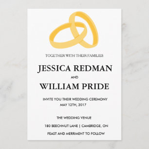 Invitación adaptable de la boda de los anillos