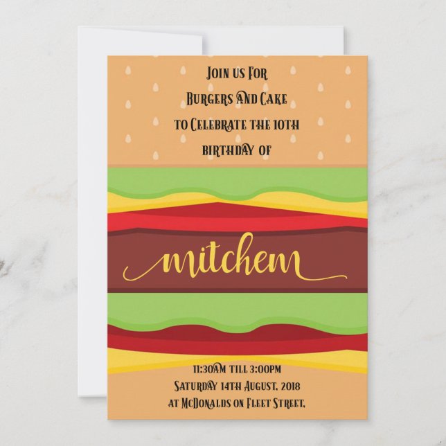 Invitación adaptable de la fiesta de cumpleaños (Anverso)