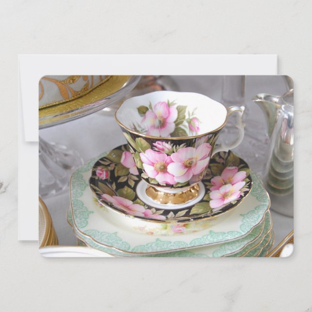 Invitación adaptable de la tarde del té y de la (Anverso)