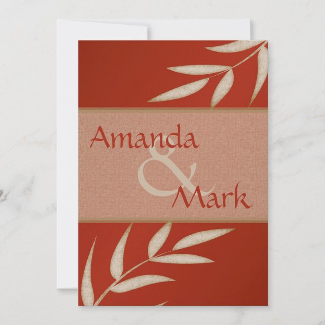 Invitación adaptable de seda roja del boda (Anverso)