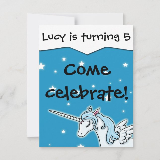 Invitación adaptable del cumpleaños del unicornio (Anverso)
