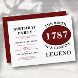 Invitación Add Name And Year Legend Red Birthday<br><div class="desc">Celebrate the birth of a legend with this stylish red and black color scheme birthday invitation. Add their name and year to make it their own, and let the birthday party begin. Featuring a bold red and black design on a white background, this invitation is the perfect way to set...</div>