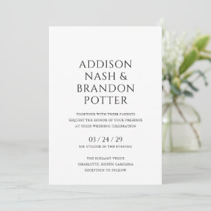 Invitación Addison Black and White Classic Elegant Wedding