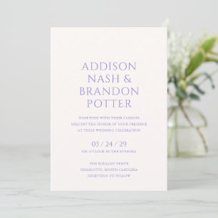 Invitación Addison Purple Classic Elegant Wedding