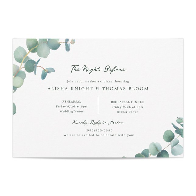 Invitación Adelaide Boda ensayo acuarela Eucalyptus (Subido por el creador)