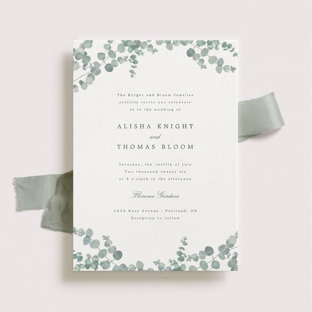 Invitación Adelaide Elegant Watercolor Eucalyptus Boda (Subido por el creador)