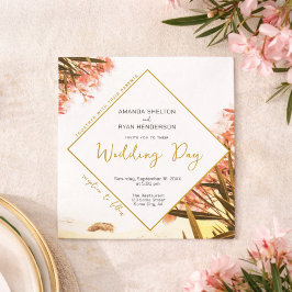 Invitación Adelfa Naranja en la Playa Boda Floral