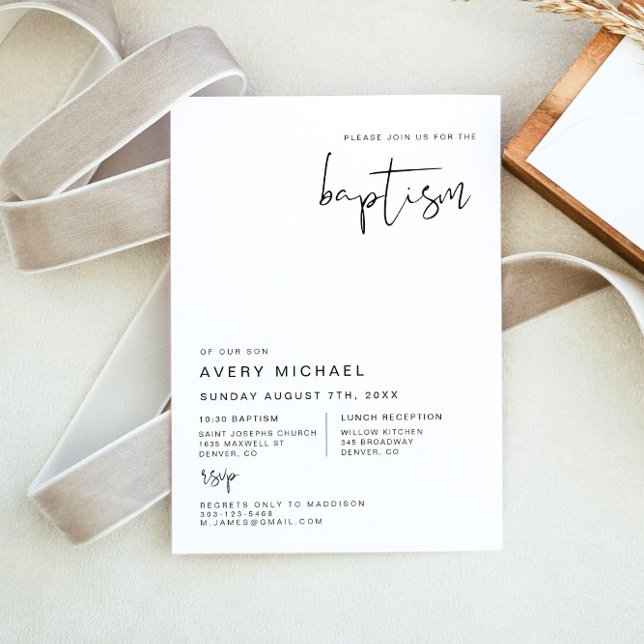 Invitación ADELLA Edgy Modern Minimal Neutral Simple Baptismo (Subido por el creador)