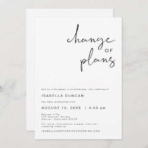 Invitación ADELLA Moderno cambio de planes de Boda Minimalist