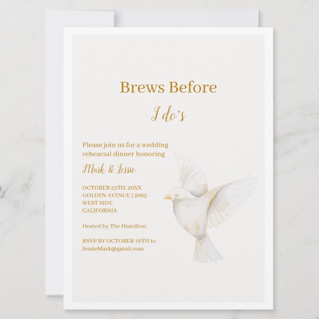 Invitación ADELLE Boda simple de la pareja azul (Anverso)