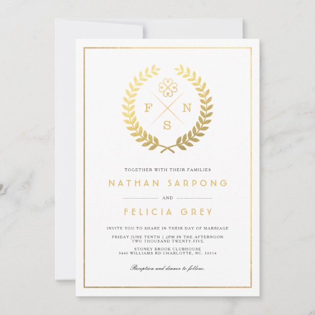 Invitación Adinkra El símbolo bendito de Dios Boda blanco (Anverso)