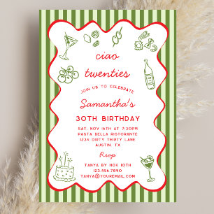 Invitación Adiós 20s La Dolce Vita Fiesta de Cumpleaños 30