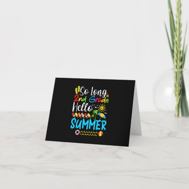 Invitación Adiós 2do grado Hola Verano Último Día de Escuela. (Anverso)
