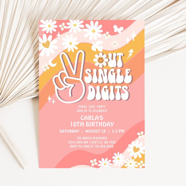 Invitación Adiós a los Dígitos Solitarios Daisy Hippie Cumple (Subido por el creador)