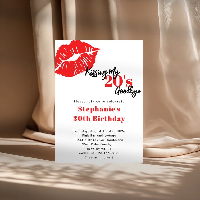 Invitación Adiós a mis 20 años Cumpleaños 30 Rojo y Negro (Subido por el creador)