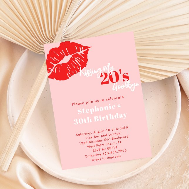 Invitación Adiós a mis 20s Cumpleaños 30 Rosa y Rojo (Subido por el creador)