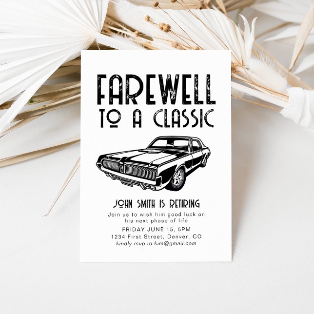 Invitación Adiós a un Fiesta clásico de autos de retiro (Subido por el creador)
