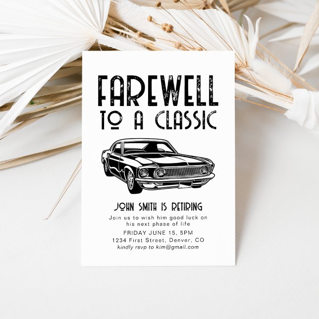 Invitación Adiós a un Fiesta clásico de autos de retiro (Subido por el creador)