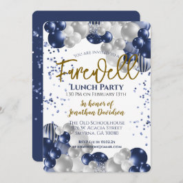 Invitación Adiós adiós retiro oro de plata azul