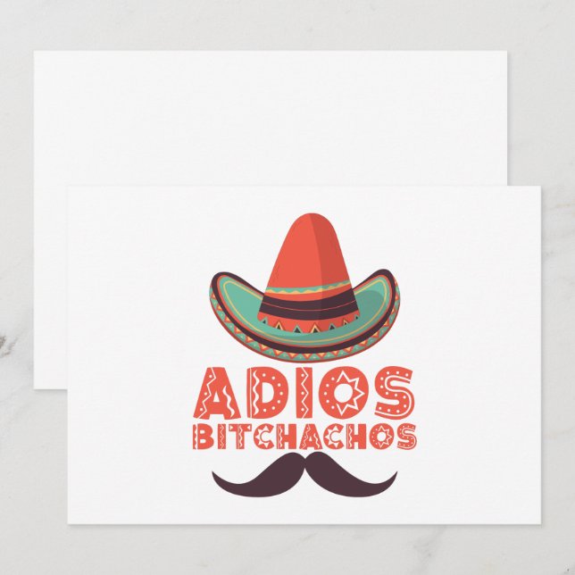 Invitación Adiós bitchachos Sombrero retro Cinco de mayo (Anverso / Reverso)