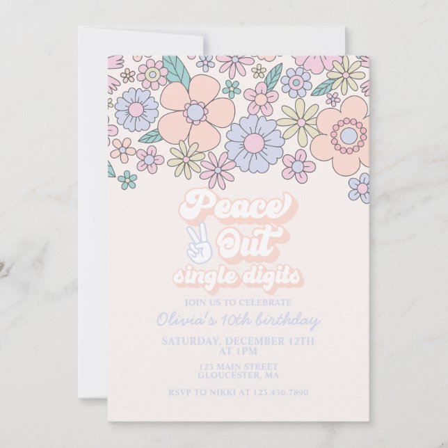 Invitación Adiós Dígitos Únicos Retro Cumpleaños 10 (Anverso)
