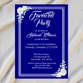 Invitación Adiós elegante guión Fiesta rosa azul blanco