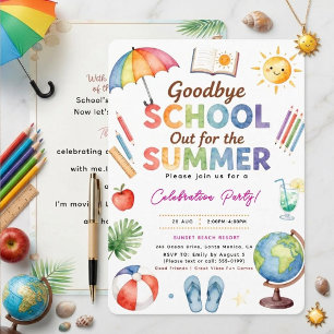 Invitación Adiós Escuela de Acuarela Fuera para el Verano