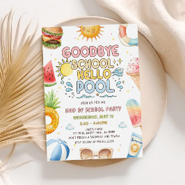 Invitación Adiós Escuela, Hola Piscina, Fiesta de Fin de Curs