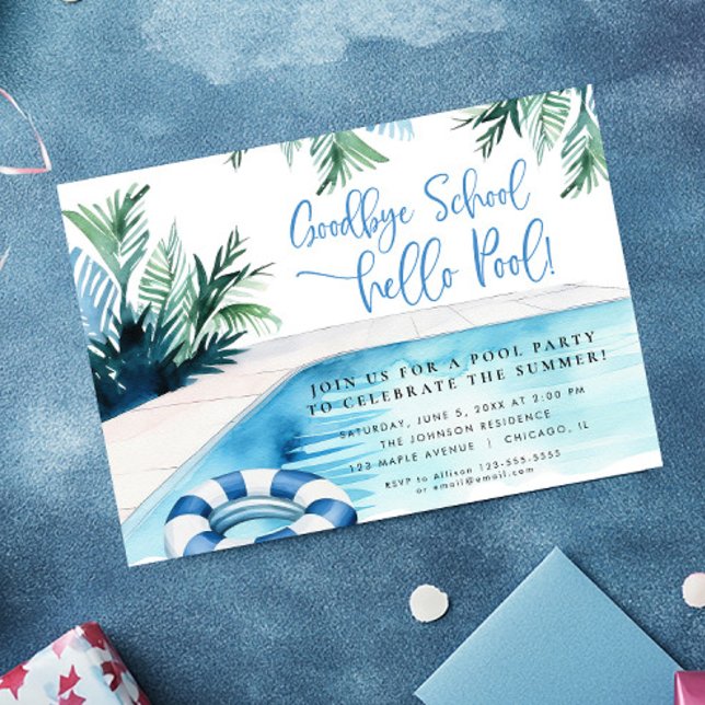 Invitación Adiós escuela hola piscina fiesta de verano (Subido por el creador)