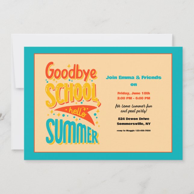Invitación Adiós Escuela Hola Verano (Anverso)