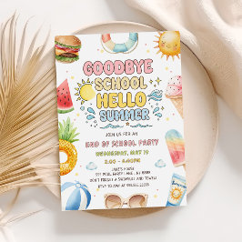 Invitación Adiós Escuela, Hola Verano, Fiesta de Fin de Curso
