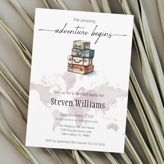 Invitación Adiós fiesta mundo viajar la aventura empieza (Subido por el creador)