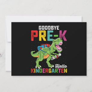 Invitación Adiós Pre K Hello Kindergarten T Rex School