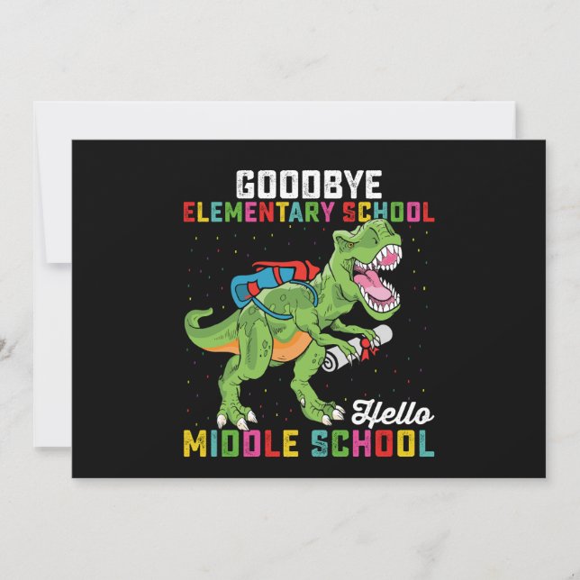 Invitación Adiós primaria hola T Rex de la escuela secundaria (Anverso)